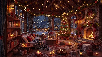 Snowfall Christmas Fireplace Ambience & Sweet Christmas Jazz ❄️ Cozy Cabin for Holiday Calm