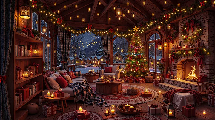 Snowfall Christmas Fireplace Ambience & Sweet Christmas Jazz ❄️ Cozy Cabin for Holiday Calm