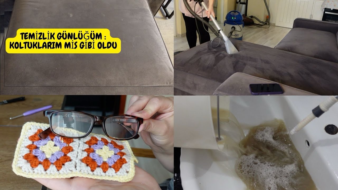 KİRLİ KOLTUKLARIMI YIKIYORUZ🧼Makineyle Koltuk Temizliği✅Gözlük Kılıfı Ördüm🌸Gerçek Bir Hayat...🏠