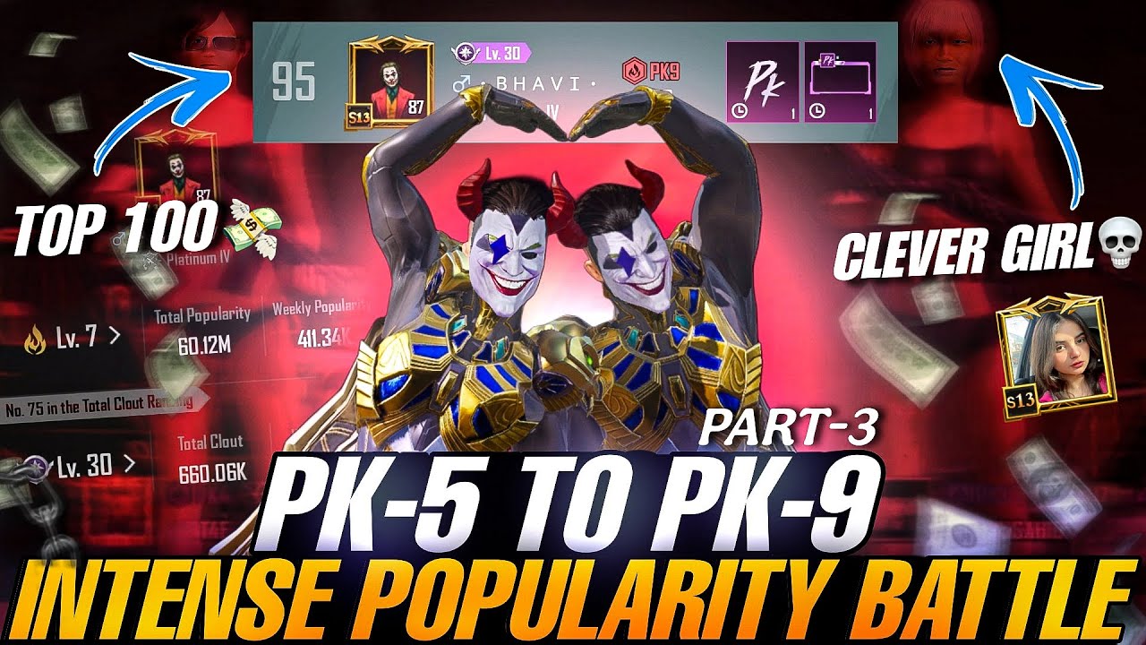 Pk5To Pk9 Popularity Battle Part-3 | Snipe Against clever Girl 😈 |INTENSE BATTLE MOMENTS