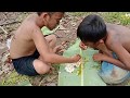 Anak primitif Indonesia/yang sangat kelaparan,hingga terpaksa makan keong sawah