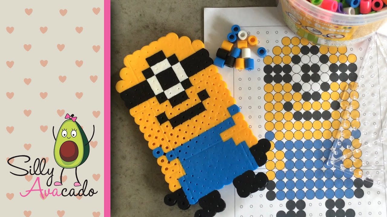 How to Make a Minion w/ Biggie Beads! Template Included for little kids! Stuart from Despicable Me! - YouTube how-to-make-a-minion-w-biggie-beads-template-included-for-little-kids-stuart-from-despicable-me-youtube