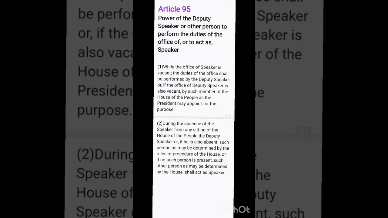 INDIAN POLITY-Article 95(2) in TAMIL @upsccselearners