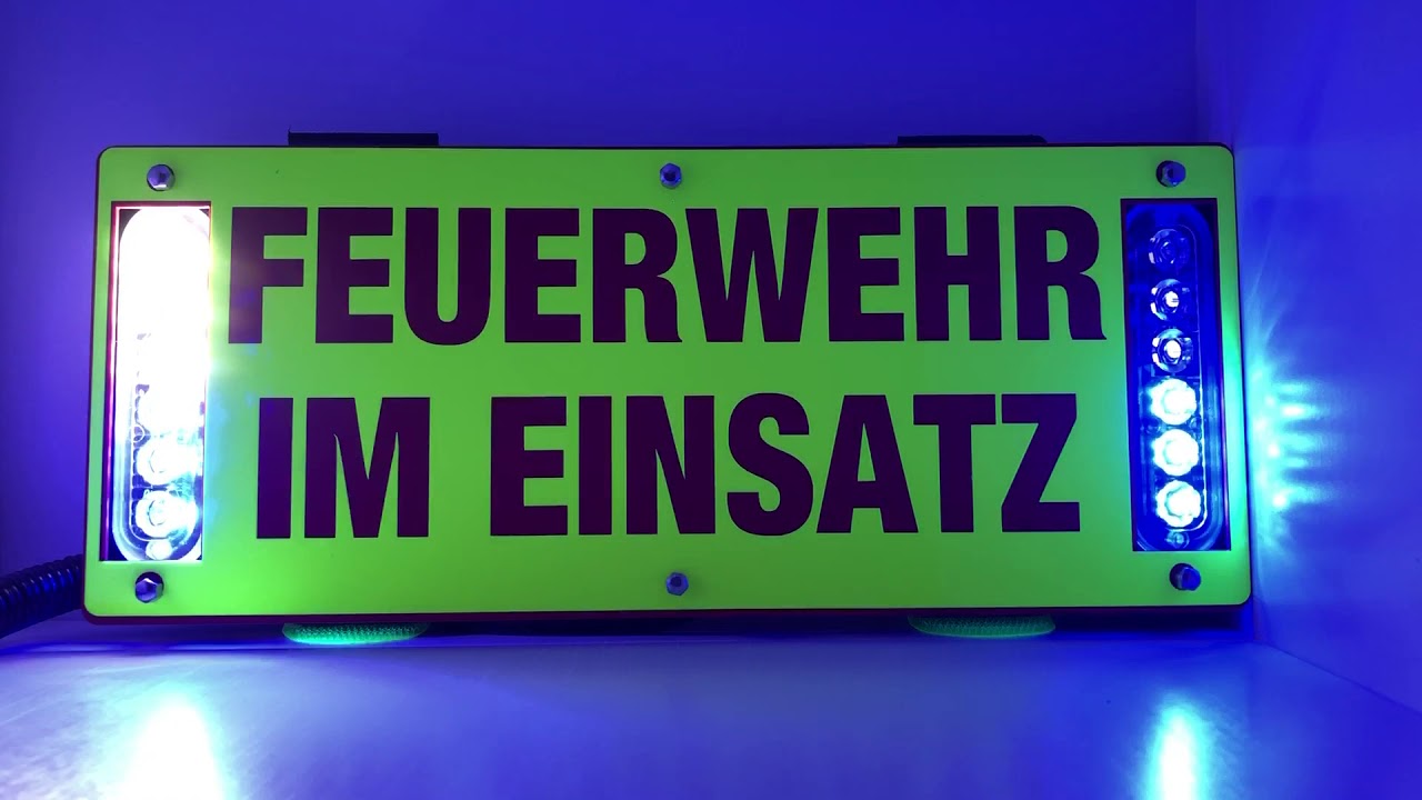 LED Einsatzschild FEUERWEHR EINSATZ graviert mit indirekter LED Beleuchtung