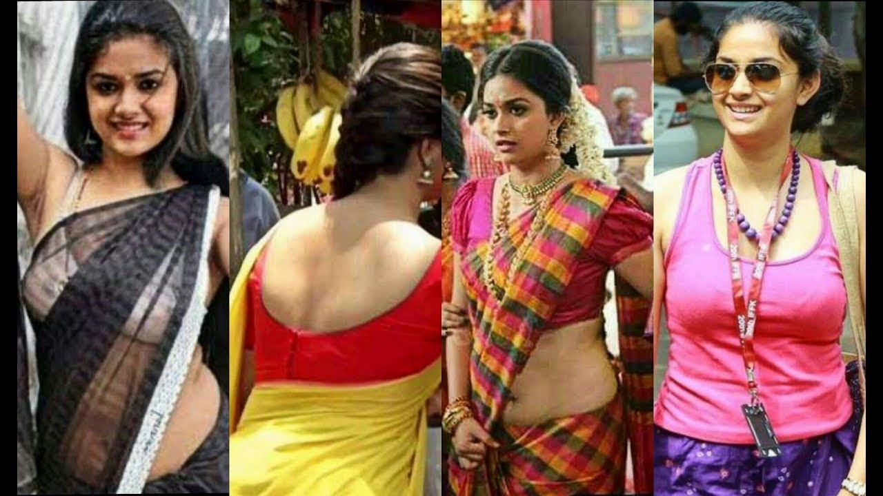 Keerthi Suresh Hot Moments In Saree Youtube