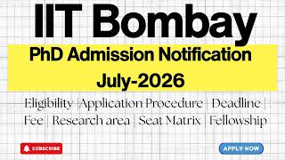 IIT Bombay PhD Admission July 2026 | Eligibility, Stipend & How to Apply | HustleWithRishu