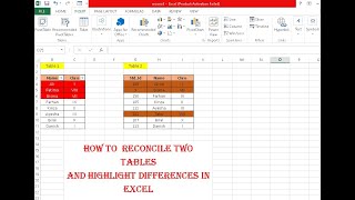 How to Reconcile Two Tables and Highlight Differences in Excel | Amazing trick