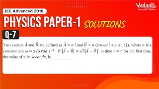 JEE Advanced 2018 Physics Solutions - Paper 1 (Q 7) | IIT JEE Physics | JEE Preparation | Vedantu