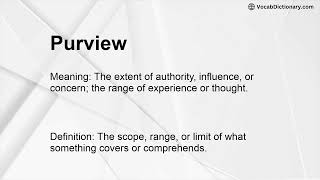 Purview Meaning