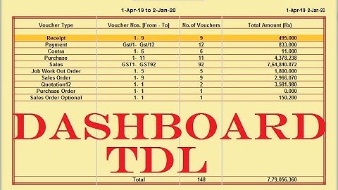 Owner Dashboard Tally TDL for Tally Prime and Tally Erp 9 !! Self Learning Channel