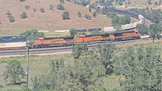 First train around Tehachapi Loop after waiting 6 hours eastbound BNSF double stack. March 23, 2026