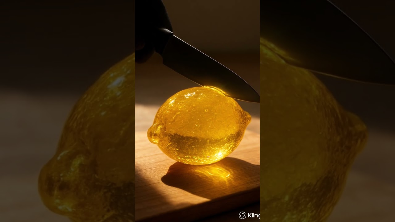 ✨ Satisfying Glass Lemon Macro Shot | Crystal Art Cutting Aesthetic 🍋🔪