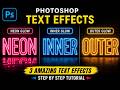 Neon Glow, Inner Glow & Outer Glow Text Effects in Photoshop🎨 Photoshop Text Effects Tutorial