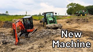 CLOSE CALL! NEW Mini Excavator Plus 4 Tractors INSIDE The Pond! Kubota U485