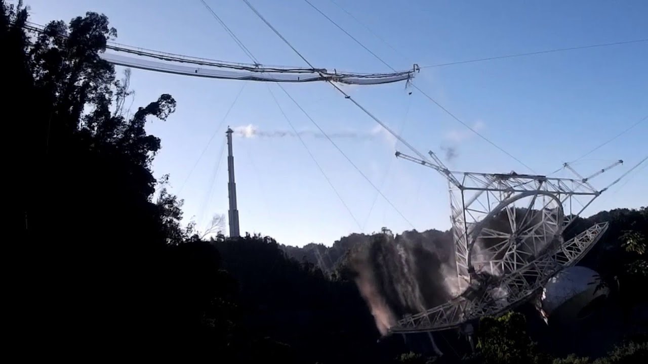 Video: Arecibo telescope dish in Puerto Rico collapses