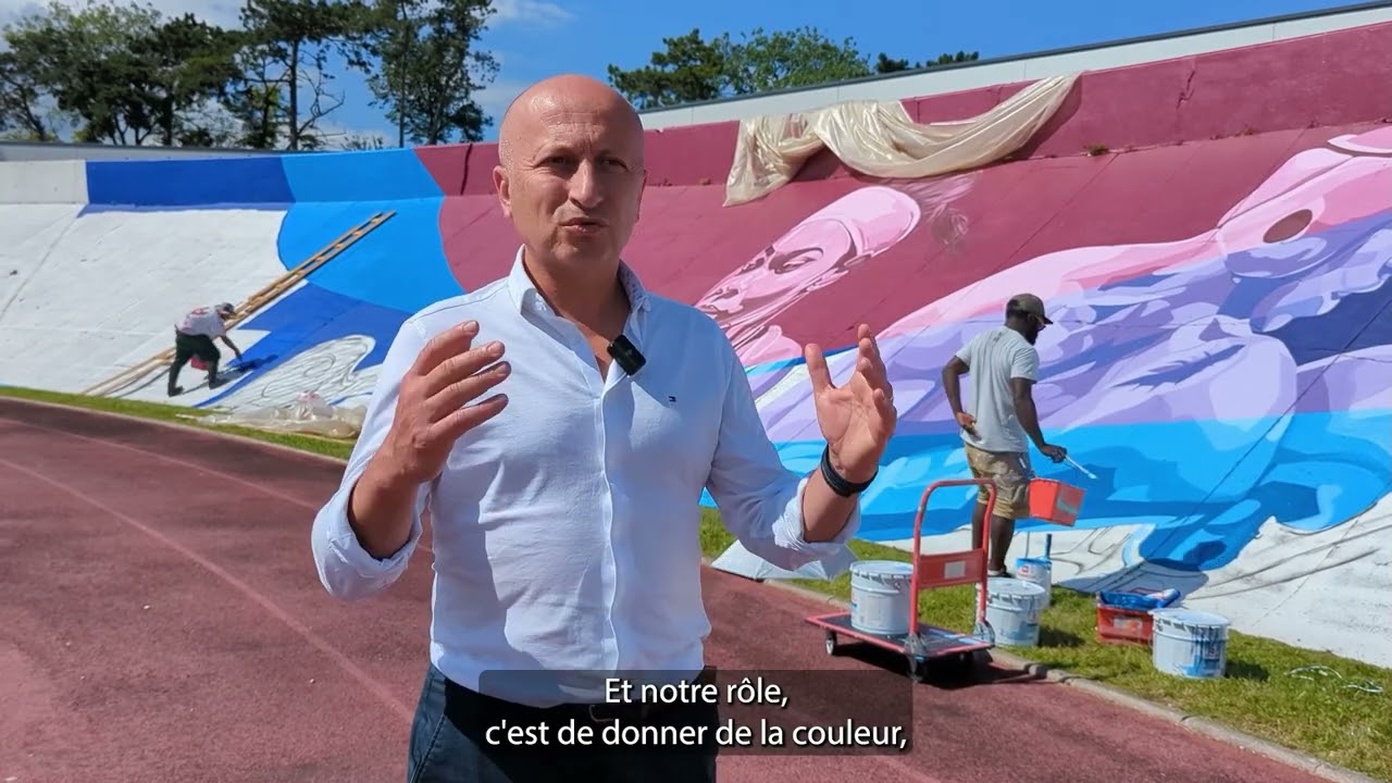 La fresque du stade vélodrome de Creil