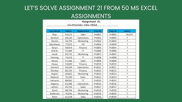 Assignment 21 - Let’s solve Assignment 21 from 50 ms excel assignments n