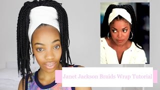 Easy Janet Jackson Poetic Justice Braids Head Wrap Tutorial | SHANIEL MCKENZIE