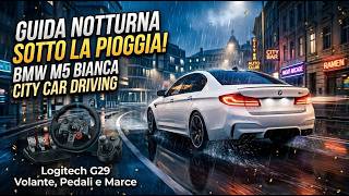GUIDARE UNA BMW M5 DI NOTTE CON LA PIOGGIA È INCREDIBILE 🌧️✨ | CITY CAR DRIVING screenshot 3