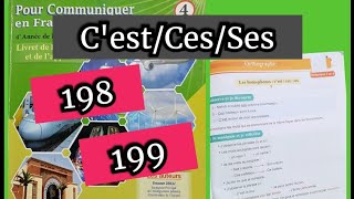 pour communiquer en français 4aep page 198 199 les homophones c'est/ces/ses