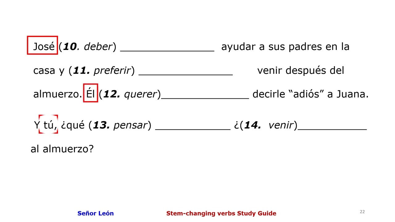 Spanish Stem Changing Verbs Worksheet Present Spanish Stem Changers