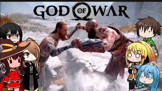 Konosuba React to God of war Kratos VS Baldur (first fight) check out description