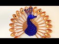 Diy best home decore ideabeautiful peacock wall hanging with plastic spoondiy easy wall hanging