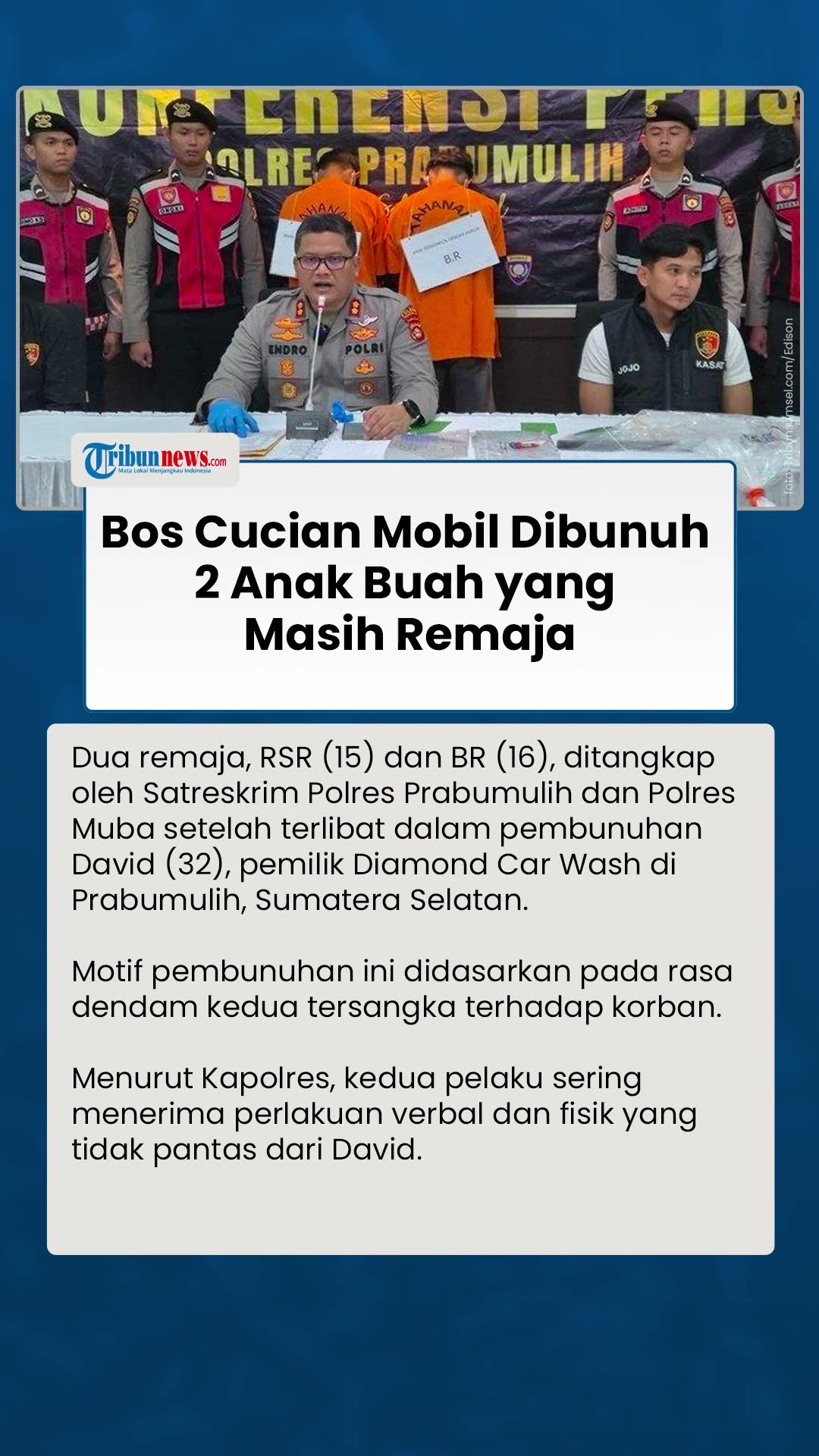 Motif Bos Cucian Mobil Dibunuh 2 Anak Buah yang Masih Remaja di Prabumulih, Dipicu Dendam Pribadi