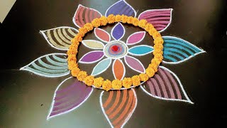 Navarathri Special 9 Colours Flower Rangoli by Tamil Kolangal