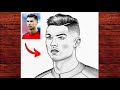 كيفية رسم كريستيانو رونالدو رسم بورتريه سهل خطوة بخطوة بقلم الرصاص للمبتدئين 