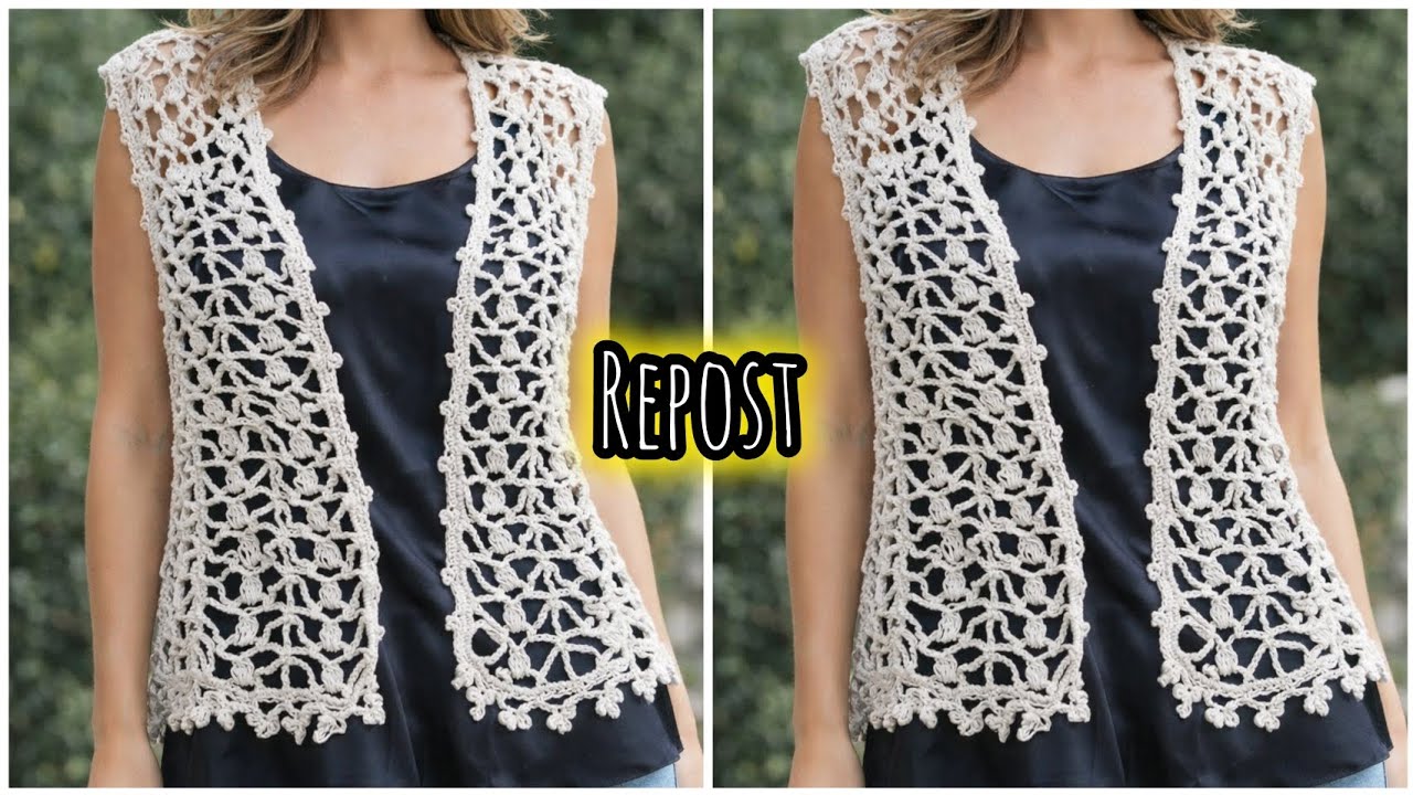 ✂️Colete de Crochê Passo a Passo Completo 