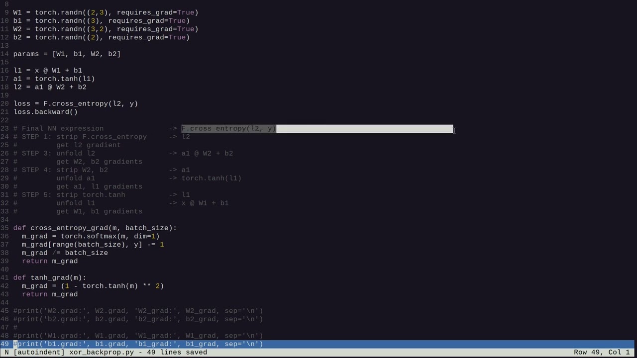 MANUALLY Backpropagating Through The Neural Net ( for complete noobs in math )