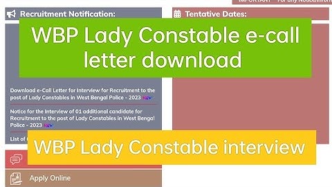 WBP Lady constable e-call letter download ||  WBP lady constable interview admit card || Interview
