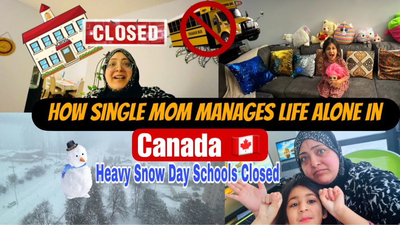How a Single Mom Survives Alone in Canada 🇨🇦 | Heavy Snowstorm, Schools Closed, Working From Home