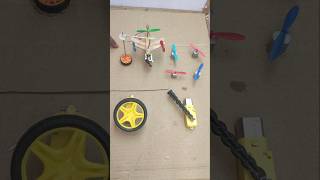 4 propeller aeroplane model and 4 high RPM Drone motor powering with use DC motor and tyre_Dc Motor