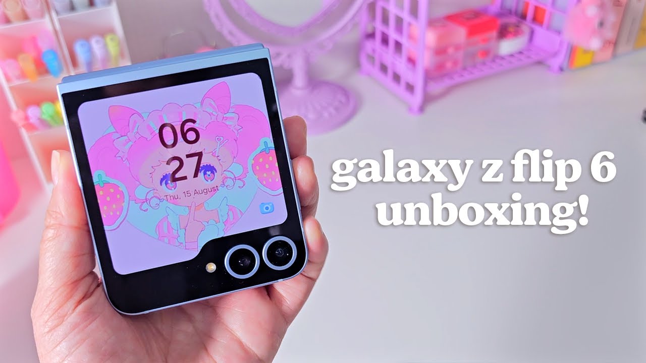 Samsung Galaxy z filp6 unboxing 💜 aesthetic unboxing 💜 cute set up 💜 삼성 갤럭시 Z플립6 언박싱[sub]