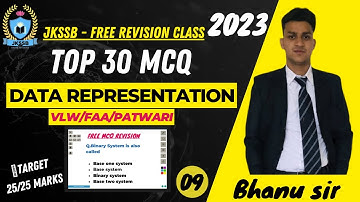 Top 30 MCQs on Data Representation (Computer) for jkssb (vlw/faa) 2023 by Bhanu sir || Class- 9