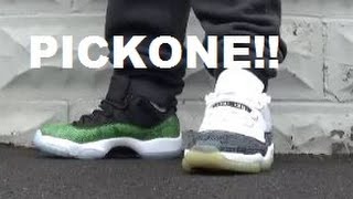 jordan 11 navy snakeskin on feet