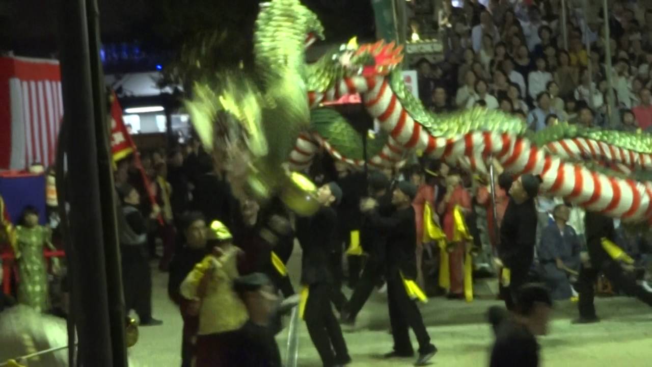 Nagasaki Kunchi at evening October7,2016 Chikugomachi Jaodori5 長崎くんち 筑後 ...