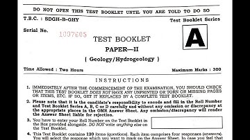 Combined Geo Scientist (Preliminary) Examination  2023 Paper-II Geology/Hydrogeology