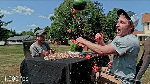 Rubber Bands vs Watermelon in Super Slow Mo