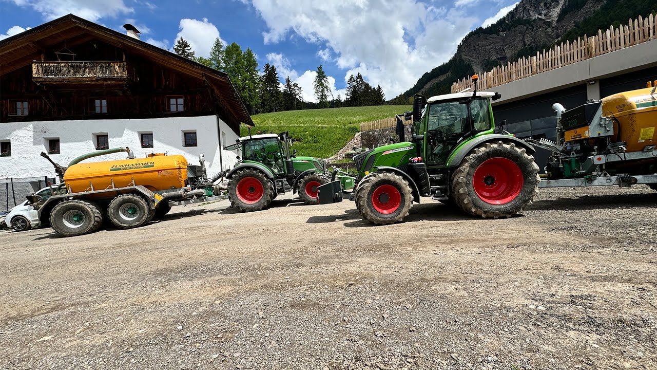 Effiziente Gülledüngung: Südtiroler Almwiese düngen mit Fendt Traktoren und Zunhammer Güllefässern