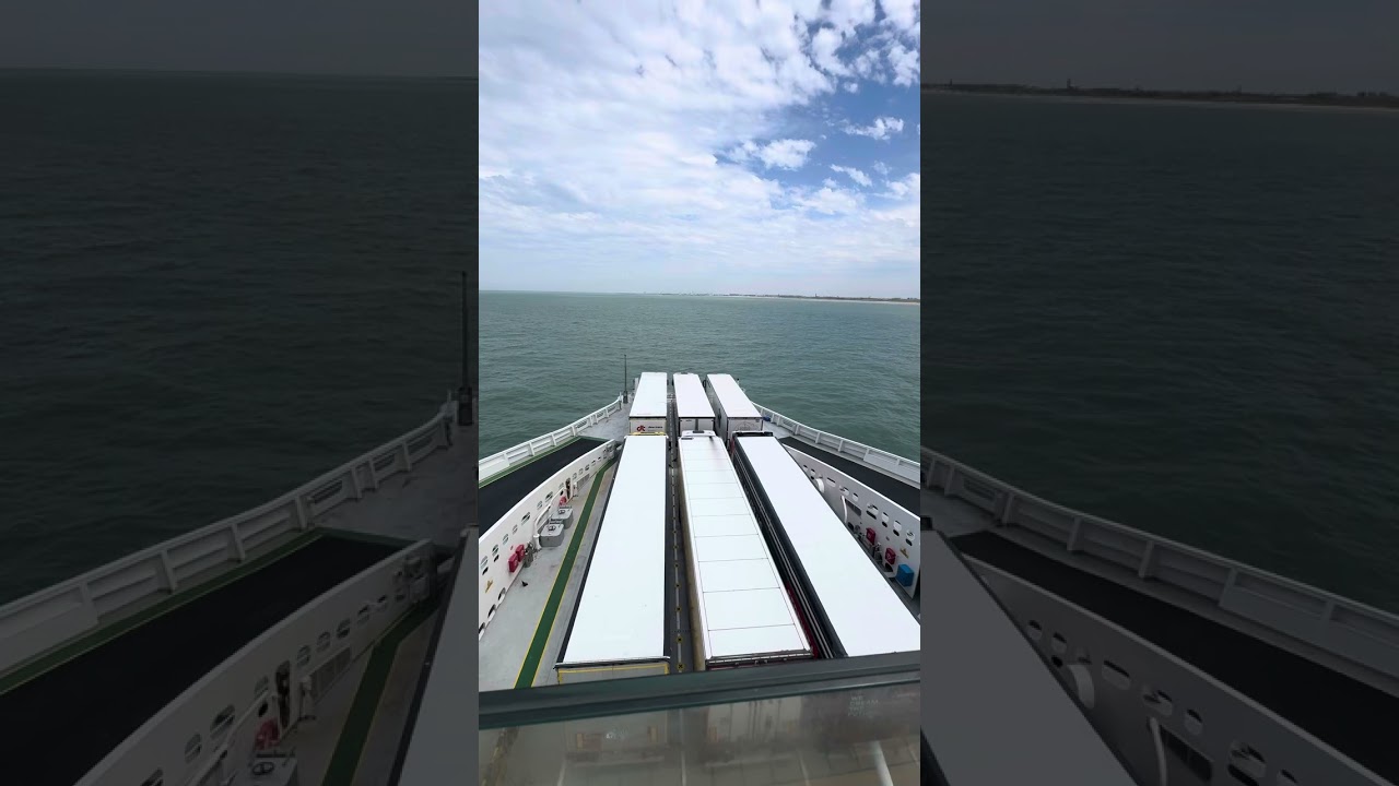 Crossing the English Channel from Dover England - Coastline of Calais France