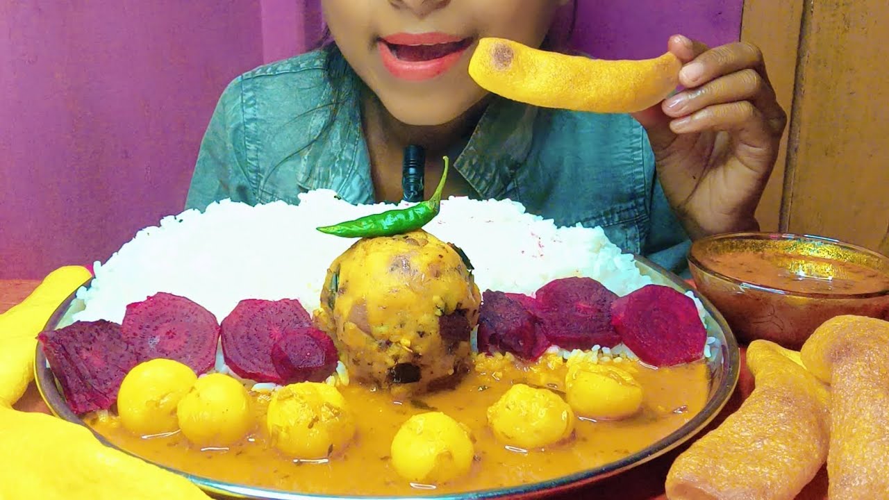 ASMR EATING🔥 MINI ALOO DUM,RICE,ALOO BHARTA,BEETROOT, MUKBANG CHALLENGE👍