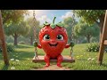 A happy baby strawberry swinging