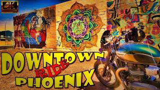 Downtown Phoenix Motorcycle Ride Triumph Bonneville T100 in 4K with Fun Facts