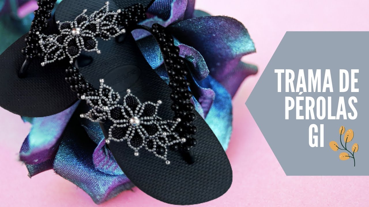 Passo a passo como fazer trama de pérolas com flor Gi, simples e linda!