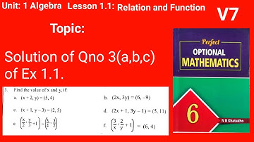 QNo 3(a,b,c) Ex1.1 #Class6PerfectOptionalMathematics U1 Algebra L1.1 Relation and Function V7