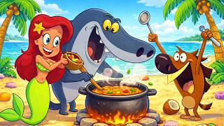 Marina, Sharko & Zig Cook A Crazy Fish Soup On The Sea Rock Beach Cooking Fun Zig & Sharko Toons