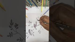 How to Draw Birds with Cross-Hatching Technique 🖋️ #drawing #sketch #art #drawingprocess #painting